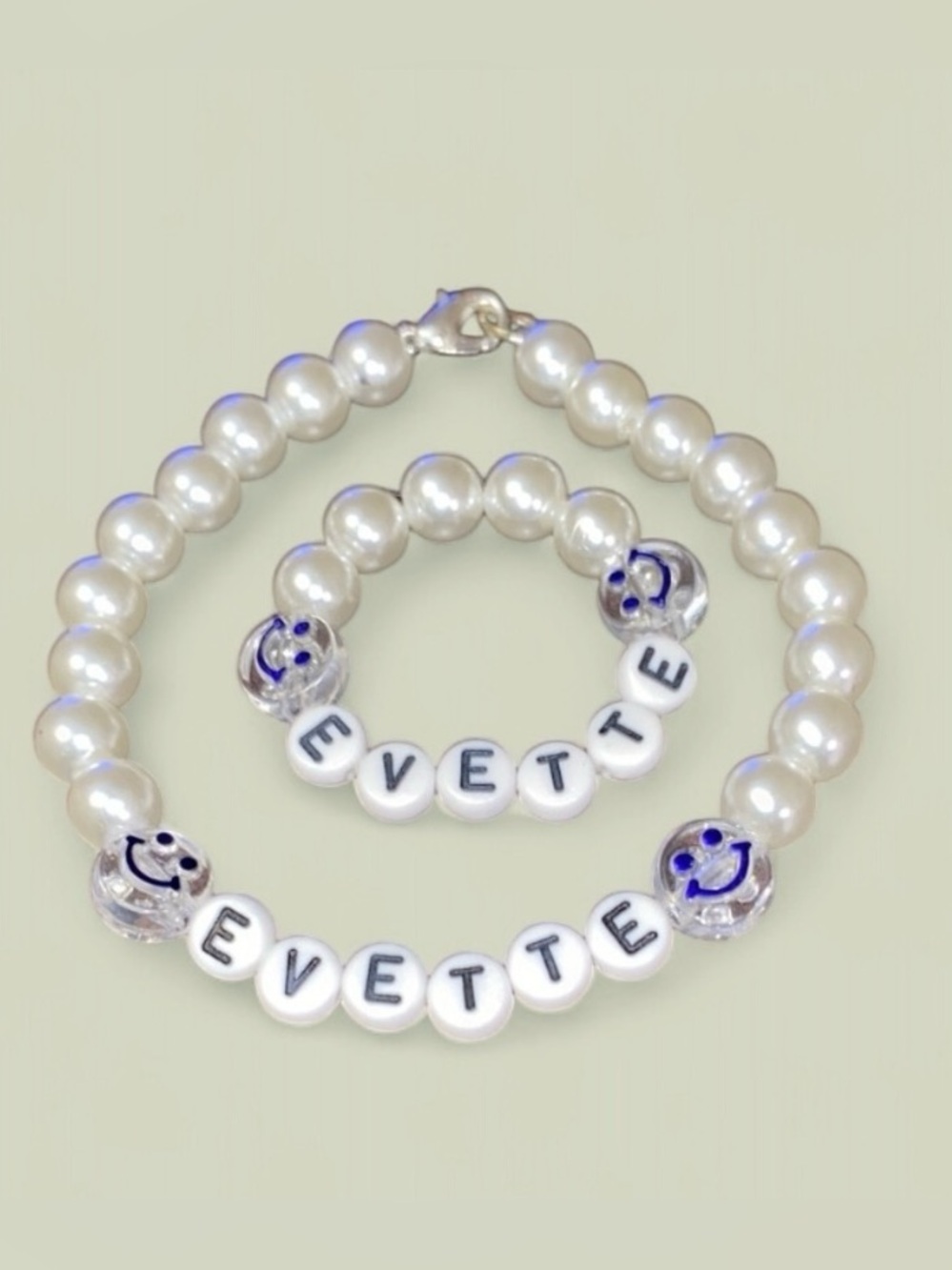 Pearls Necklace and Bracelet For 18''Dolls with Personalized Name